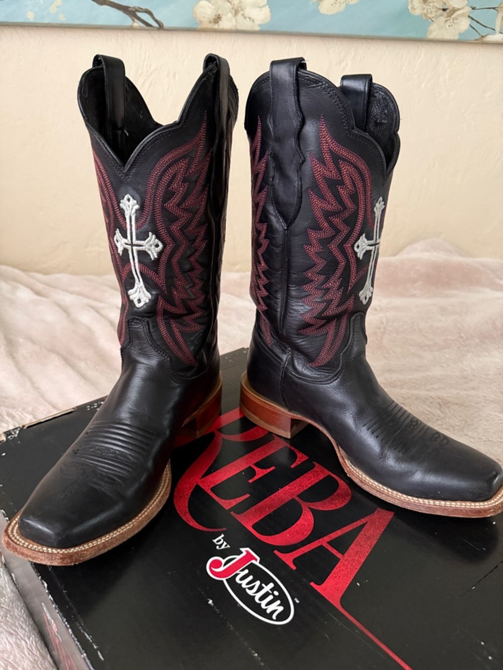 Justin Boots Black Leather  designed by Reba